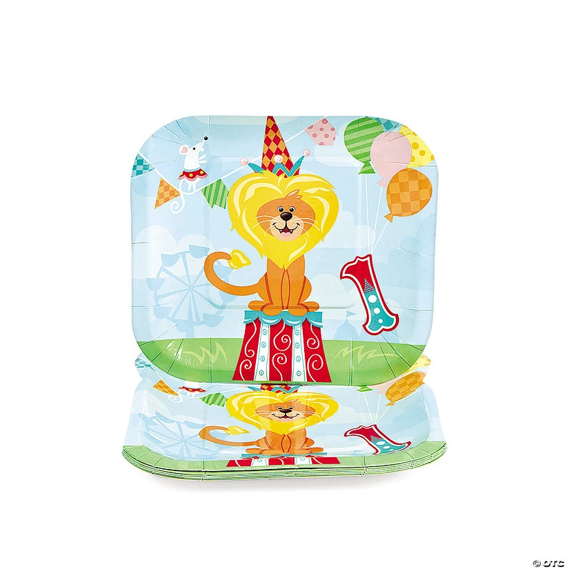 Wholesale β¨ 1st π Birthday Circus Paper Dessert Plates - 8 Ct. π - Image 2