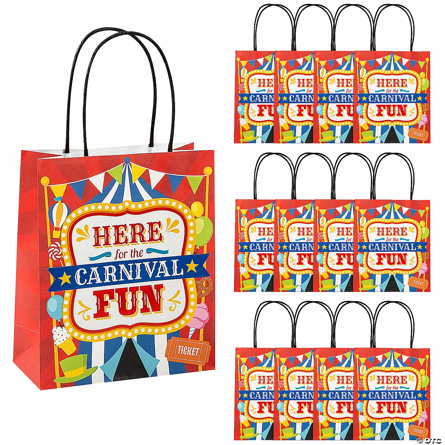 Brand new β 7 1/2" x 9" Medium Carnival Paper Gift Bags - 12 Pc. π₯