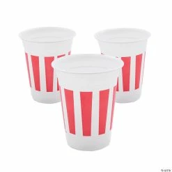 Wholesale 🎁 Carnival Red & White Stripe Plastic Cups - 50 Pc. 🤩