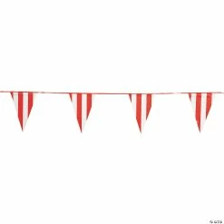 Discount 😀 Red & White Plastic Pennant Banner 🛒