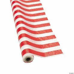 New 🥰 Red & White Striped Plastic Tablecloth Roll 👍